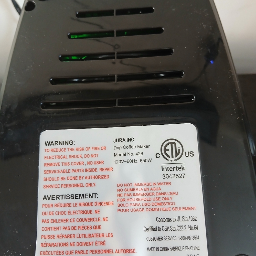 Jura Cypresso Coffee Maker model 426 in excellent condition.  Great for a apartm - Picture 10 of 12